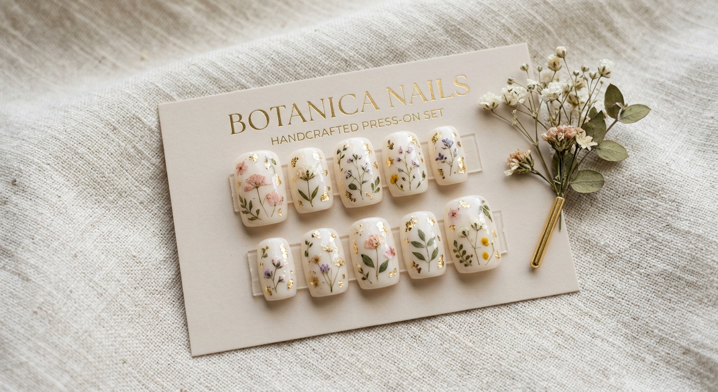 Pressed Petals — Square · Cream base & dried florals