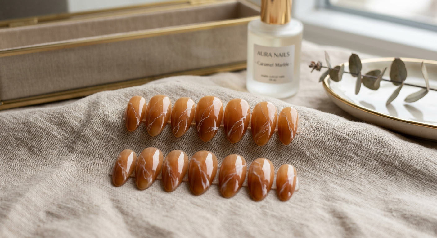 Caramel Marble — Almond · Caramel ombré & marbling
